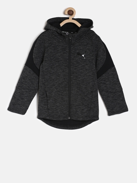 

Puma Boys Black Solid Evostripe FZ Hoody Sporty Jacket