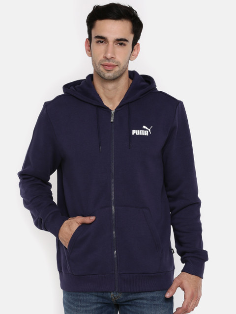 

Puma Men Navy Blue Solid ESS FZ Hooded Sweatshirt