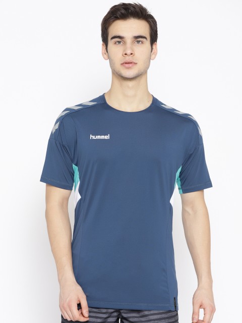 

hummel Men Navy Blue Tech Move Solid Round Neck Jersey