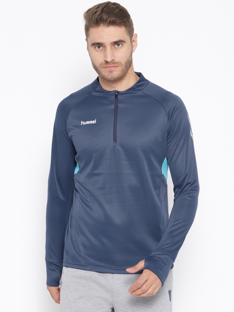 

hummel Men Navy Blue Self Design Sporty Jacket