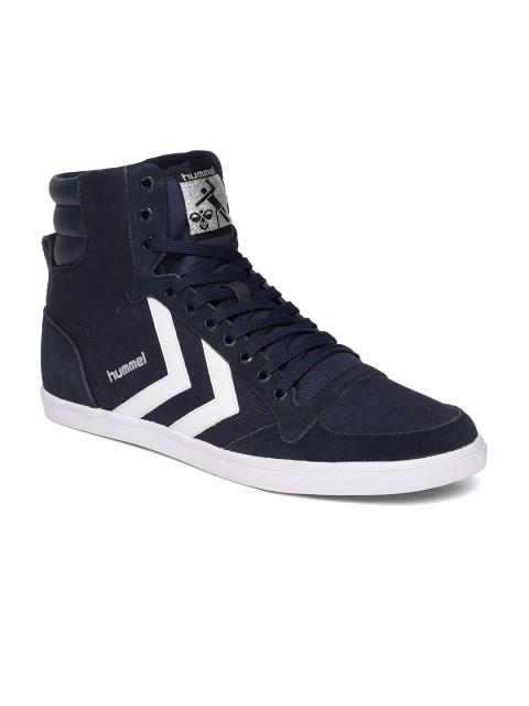 

hummel Unisex Navy Blue Solid Mid-Top Sneakers