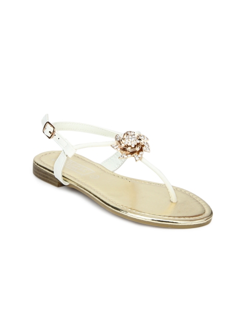 

Truffle Collection Women White Solid T-Strap Flats