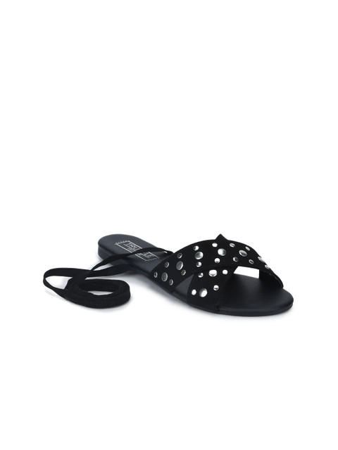 

Truffle Collection Women Black Solid Open Toe Flats