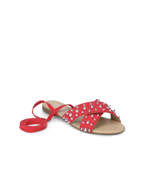 

Truffle Collection Women Red Solid Open Toe Flats