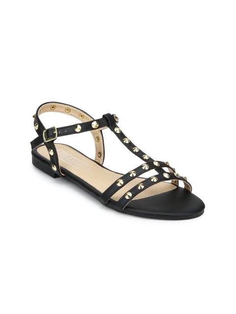 

Truffle Collection Women Black Solid Open Toe Flats