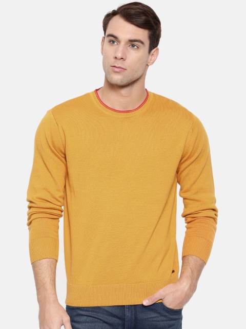 

Wrangler Men Mustard Yellow Solid Pullover Sweater