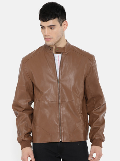 

Wrangler Men Brown Solid Tailored Slim Fit Jacket