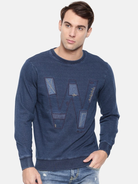

Wrangler Men Blue Self Design Sweatshirt
