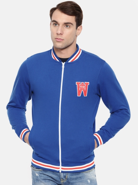 

Wrangler Men Blue Solid Varsity Slim Fit Jacket