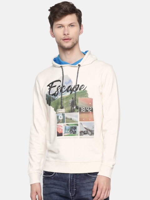 

Wrangler Men Off-White Printed Hooded Sweatshirt