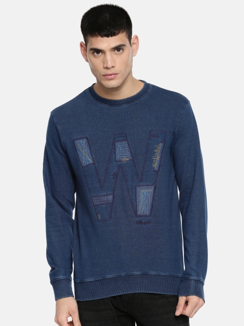 

Wrangler Men Navy Blue Self Design Sweatshirt