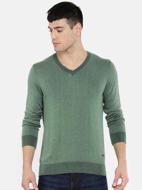 

Wrangler Men Olive Green Solid Pullover
