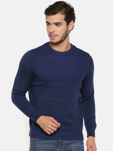 

Wrangler Men Blue Self Design Pullover