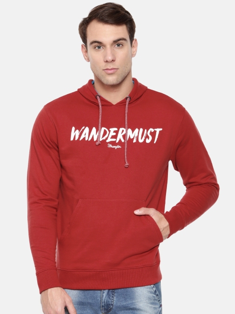 

Wrangler Men Red Printed Hooded Sweatshirt