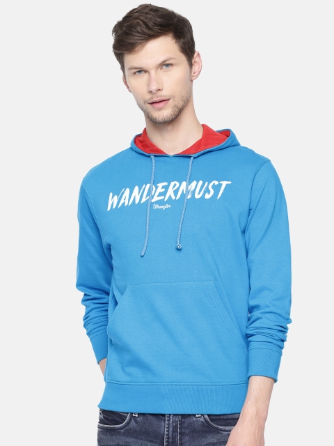 

Wrangler Men Blue Printed Hooded Sweatshirt