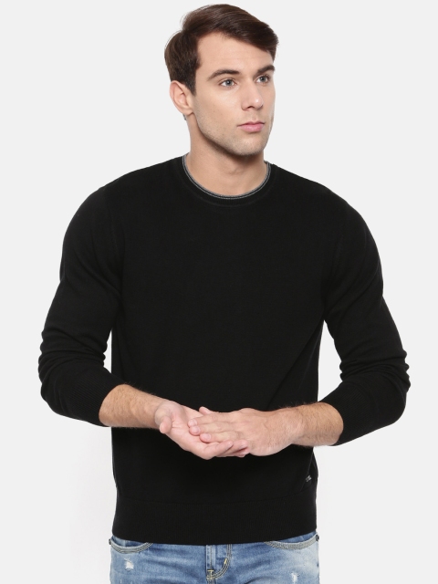

Wrangler Men Black Solid Pullover Sweater