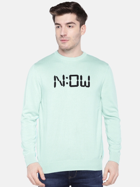 

Wrangler Men Sea Green Printed Pullover Sweater