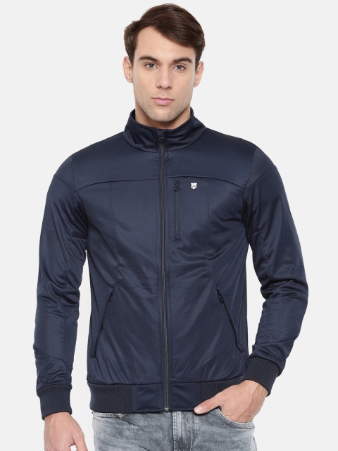 

Wrangler Men Blue Solid Biker Jacket
