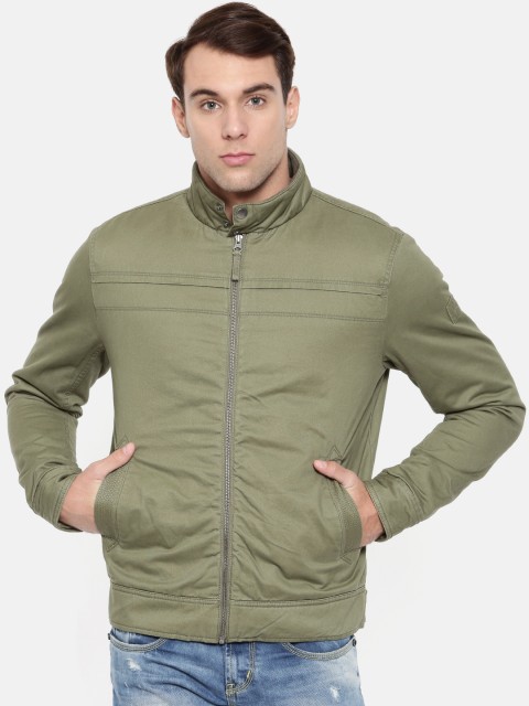 

Wrangler Men Olive Green Solid Padded Slim Fit Jacket
