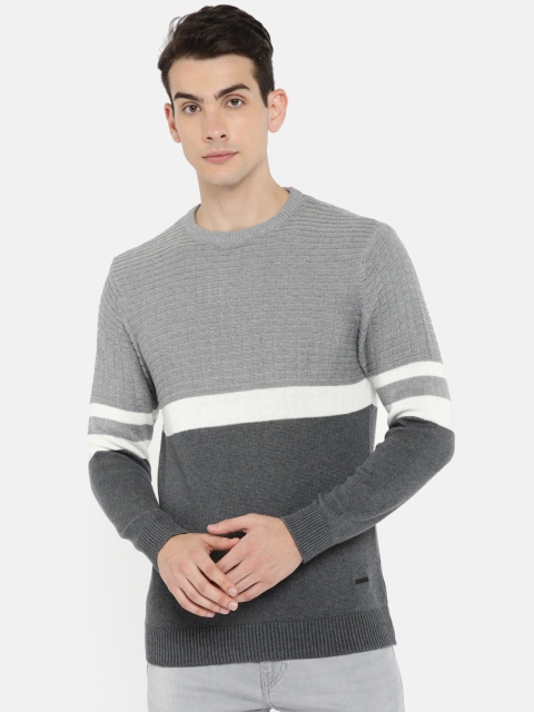 

Wrangler Men Grey & White Colourblocked Pullover