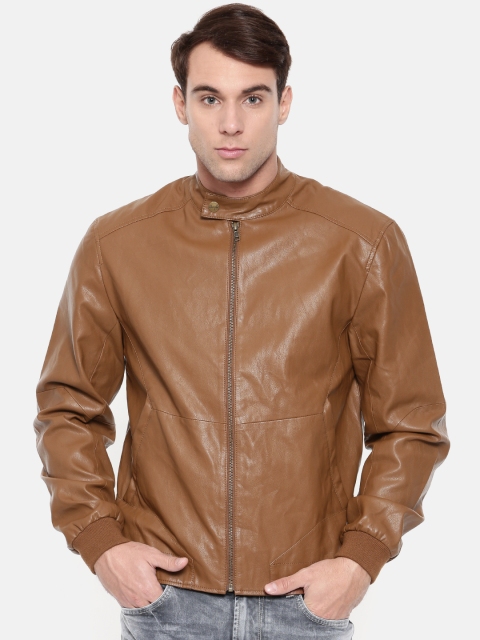 

Wrangler Men Brown Solid Biker Slim Fit Jacket