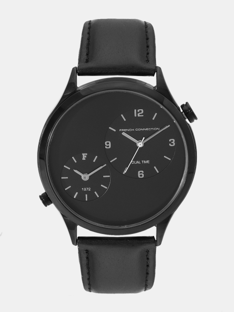 

French Connection Men Black Dual Time Zone Watch FC1284BB