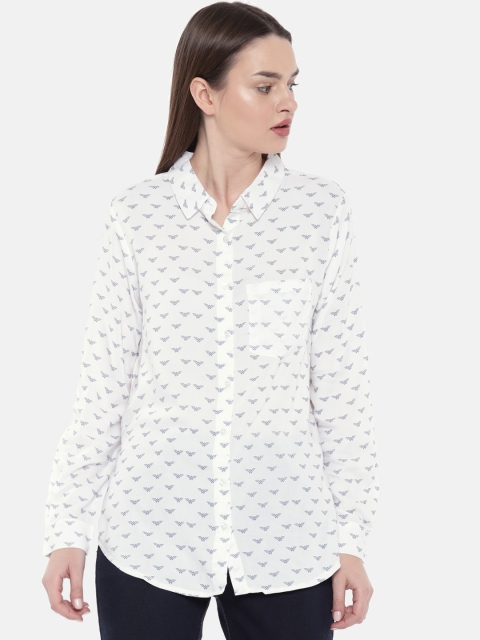 

Justice League Women White Printed Shirt Style Top