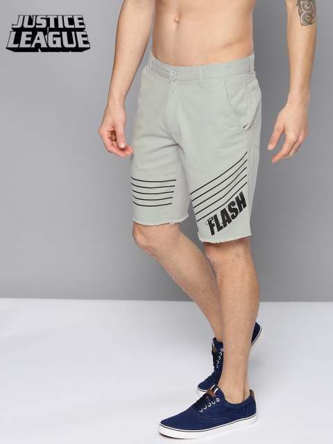 

Justice League Men Grey Printed Regular Fit Denim Shorts