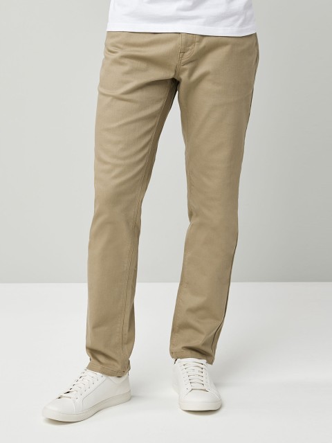 

next Men Beige Slim Fit Mid-Rise Clean Look Stretchable Jeans