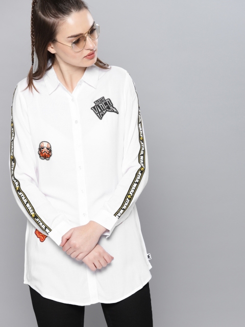 

Kook N Keech Star Wars Women White Regular Fit Self Design Casual Shirt