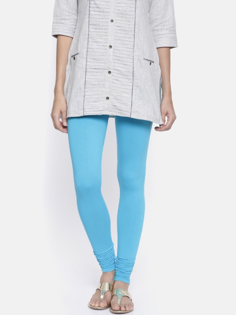 

Bitz Women Turquoise Blue Solid Churidar Leggings