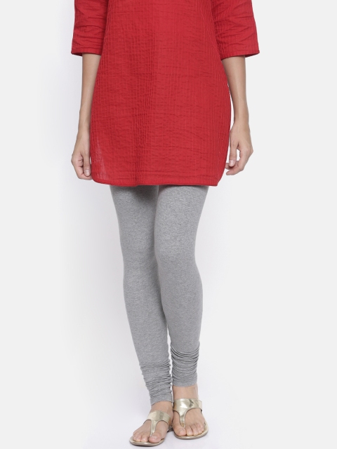 

Bitz Women Grey Melange Churidar Leggings