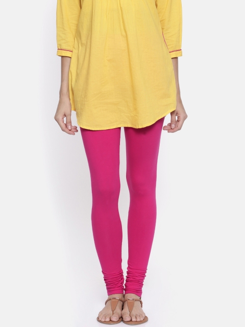 

Bitz Women Pink Solid Churidar Leggings