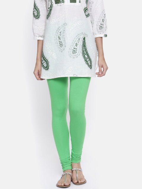 

Bitz Women Green Solid Churidar Leggings