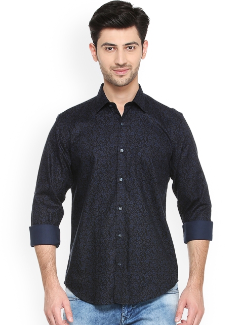 

Peter England Men Navy Blue Slim Fit Printed Casual Shirt