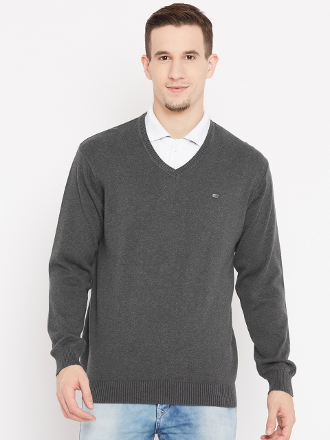 

Duke Men Charcoal Grey Solid Pullover