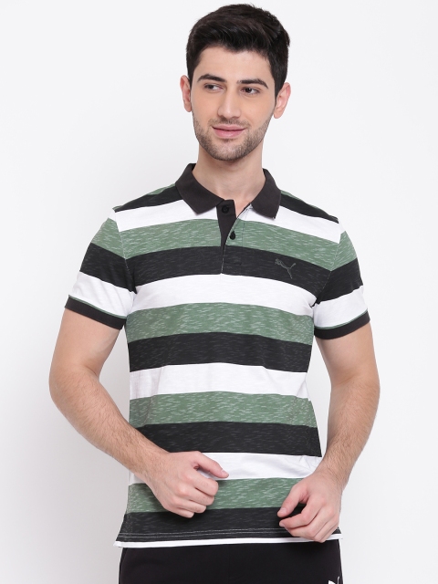 

Puma Men Black & White India Striped Polo Collar T-shirt