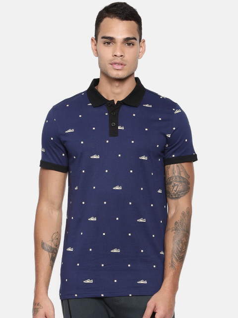 

Puma Men Navy Blue Printed Polo Collar T-shirt