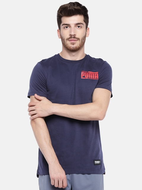 

Puma Men Navy Blue Slim Fit Athletics elevated Solid T-shirt