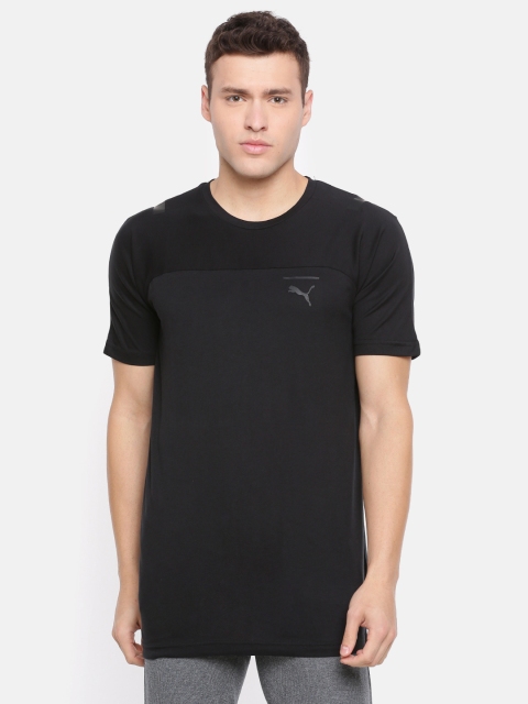 

Puma Men Black Solid Pace Round Neck Pure Cotton T-shirt