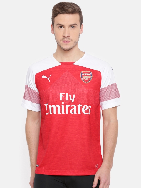 

Puma Men Red Arsenal FC HOME Replica SSwith EPL Sponsor Logo Jersey T-shirt
