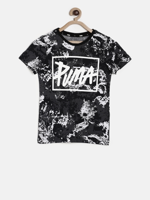 

Puma Boys Black & White Printed Round Neck T-shirt