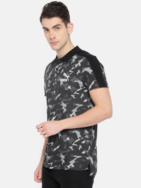 

Puma Men Black Camouflage Printed Classics Graphics Polo Collar T-shirt