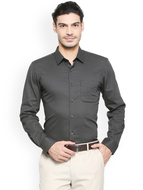 

Peter England Men Charcoal Slim Fit Printed Formal Shirt