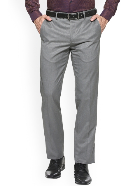 

Van Heusen Men Grey Slim Fit Self Design Formal Trousers