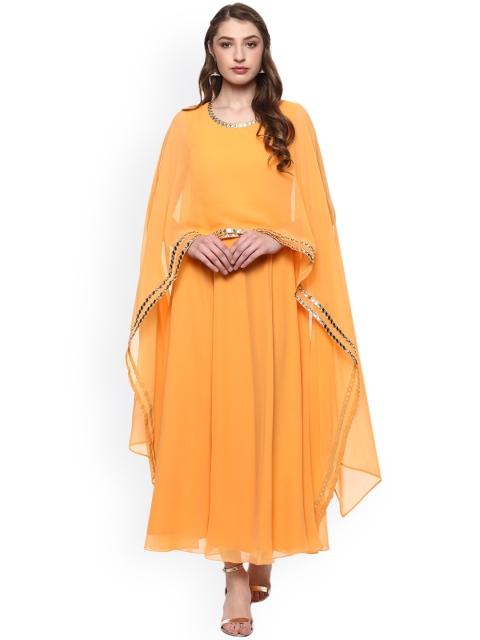 

MABISH by Sonal Jain Women Orange Embellished A-Line Maxi Dress
