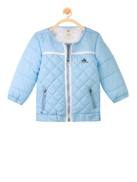 

Cherry Crumble Girls Blue Solid Water Resistant Quilted Jacket