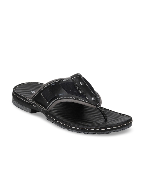 

Red Tape Men Black Leather Comfort Sandals