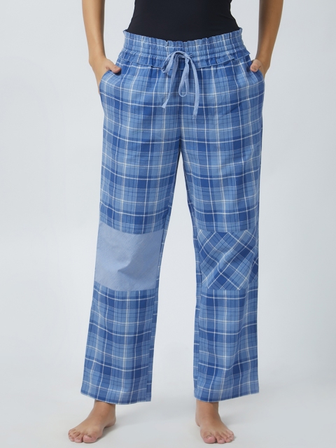 

Mystere Paris Women Blue Checked Pyjama G326B