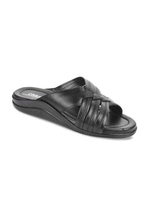 

Coolers Men Black Leather Comfort Sandals